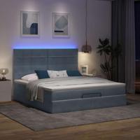 Ottoman bed met matrassen en LED's 160x200cm fluweel - thumbnail