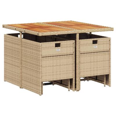 9-delige Tuinset met kussens poly rattan beige
