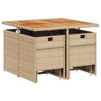 9-delige Tuinset met kussens poly rattan beige - thumbnail