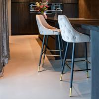 Richmond Barstoel 'Imani' Velvet, kleur Khaki (zithoogte 77cm) - thumbnail