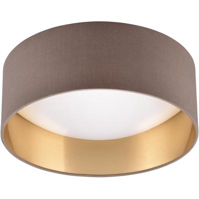 LED Plafondlamp Taupe Textiel - Warm Wit 3000K - 12W - Rond Design