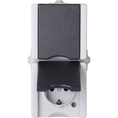 Kopp 947556008 proAQA Compleet Wandcontactdoos met randaarde en klapdeksel spatwaterdicht Grijs 1 stuk(s)
