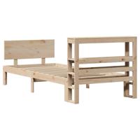 Bedframe met hoofdbord massief grenenhout 75x190 cm - thumbnail