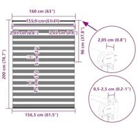 VidaXL Zebra rolgordijn 160x200 cm stofbreedte 155,9 cm donkergrijs - thumbnail