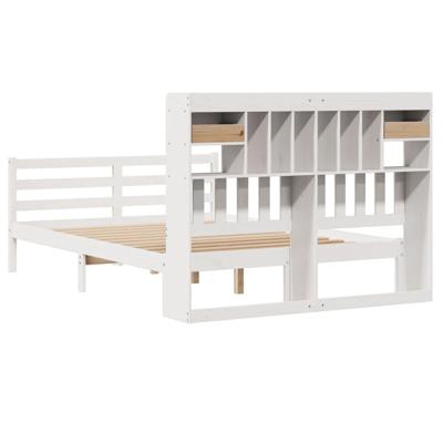Bed met boekenkast zonder matras grenenhout wit 160x200 cm - thumbnail
