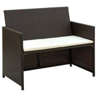 Tweezitsbank 100x56x85 cm poly rattan bruin - thumbnail