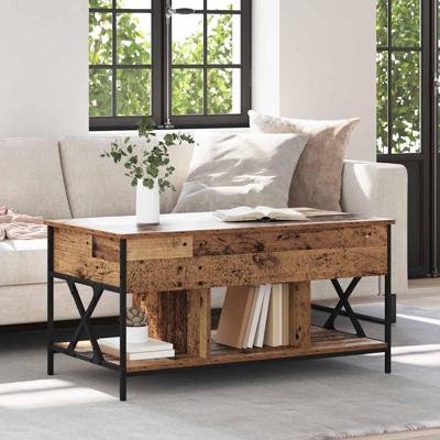 Salontafel Oud hout 100 x 55 x 50 cm Bewerkt hout