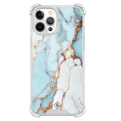 iPhone 12 Pro Max shockproof hoesje - Marmer lichtblauw iPhone 12 Pro Max shockproof hoesje - Marmer lichtblauw