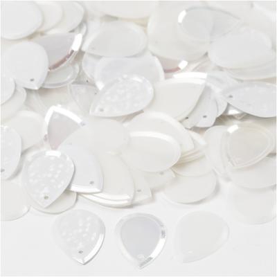 Creativ Company Pailletten, druppel, afm 14x19 mm, wit, 50 gr/ 1 doos