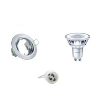 GU10 Inbouwspot Set - Glans Chroom - Inbouw Rond - Kantelbaar - Philips - CorePro 840 36D - Dimbaar - 4W - Natuurlijk Wit 4000K - Ø83mm - thumbnail