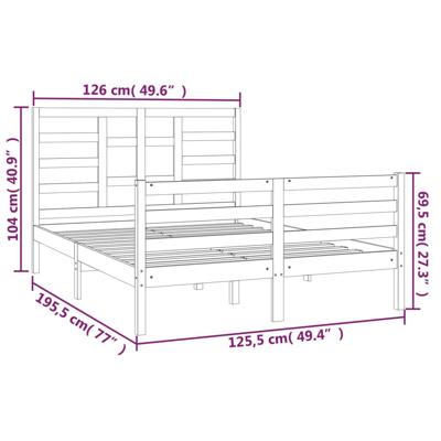 Bedframe massief hout wit 120x190 cm