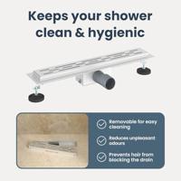 VidaXL Doucheafvoer met lijndesign zilver 50 cm roestvrij staal 304 - thumbnail