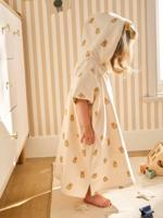 Personaliseerbare baby badponcho PETIT OURS, met gerecycled katoen wit, bedrukt - thumbnail