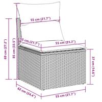 6-delige Loungeset met kussens poly rattan lichtgrijs - thumbnail