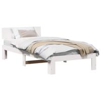 Bedframe met hoofdeinde Wit 90 x 200 cm Massief grenenhout - thumbnail