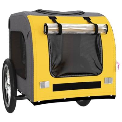 VidaXL Hondenfietstrailer oxford stof en ijzer geel en grijs - thumbnail