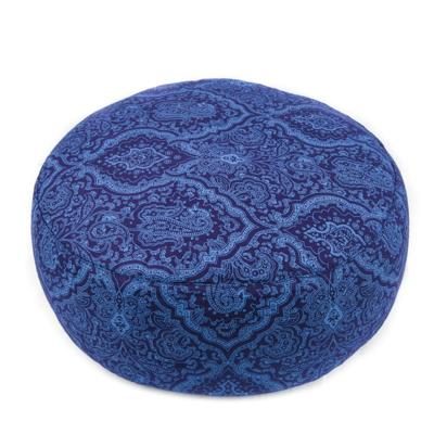 Yogi & Yogini Meditatiekussen Katoen Rond Blauw - India Print - 33 x 16 cm