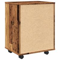 Rolkast 46x36x59 cm bewerkt hout oud houtkleurig - thumbnail