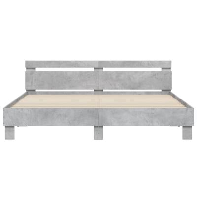 Bedframe met hoofdeinde bewerkt hout betongrijs 200x200 cm