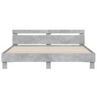 Bedframe met hoofdeinde bewerkt hout betongrijs 200x200 cm - thumbnail