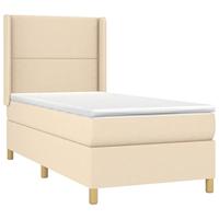 vidaXL Boxspring met matras en LED stof crèmekleurig 90x190 cm, bed, boxspringbed, tweepersoonsbed, slaapmeubel, boxspring bed, bed met matras - thumbnail