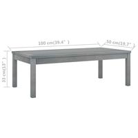 Salontafel 100x50x33 cm massief acaciahout grijs - thumbnail