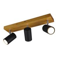 Trio 3-lichts opbouwspotMarley zwart op hout - 812400332 - thumbnail