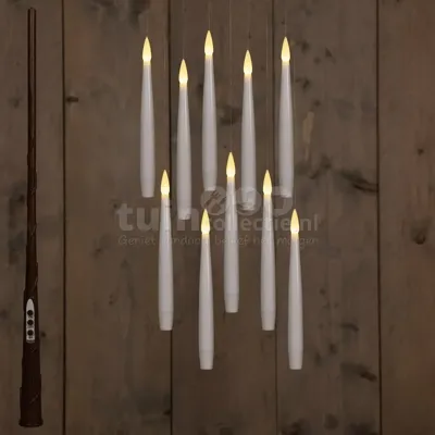 Zwevende LED Kaarsen met Toverstaf 15cm 10st