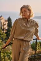 Nukus Blouse Lilly Shiny | Army - thumbnail