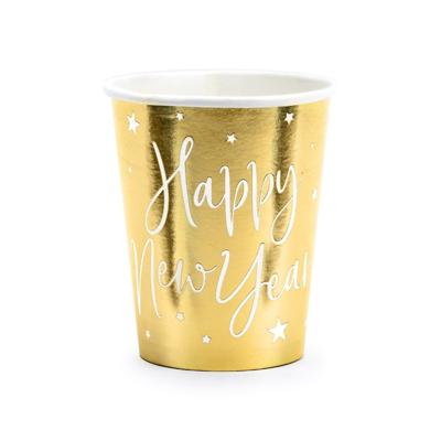 6 Cups Happy New Year goud 220ml