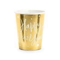 6 Cups Happy New Year goud 220ml - thumbnail