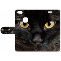 Huawei P10 Lite | Telefoonhoesje | Met pasjeshouder | Zwarte Kat - thumbnail