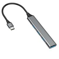 4-in-1 hub USB-C naar 3X USB-A 2.0 en 1x USB-A 3.0 spacegrijs - thumbnail