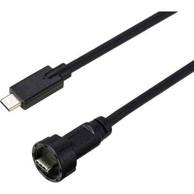 TRU COMPONENTS TC-E10T-MT3.1-MWA/NWA-0.5PV-S TC-13543588 USB-C 3.1-stekker naar stekker IP67 (schroefdraad) kabel 0,5 m Waterdichte kunststof kabel 1 stuk(s)