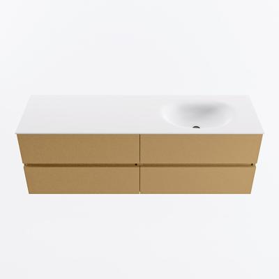 MONDIAZ VICA 150cm badmeubel onderkast Oro 4 lades. Wastafel MOON rechts zonder kraangat, kleur Talc.