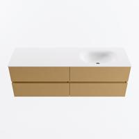 MONDIAZ VICA 150cm badmeubel onderkast Oro 4 lades. Wastafel MOON rechts zonder kraangat, kleur Talc. - thumbnail