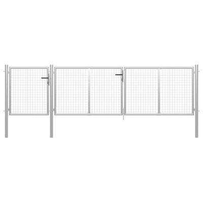 Tuinpoort staal 400x75 cm zilver