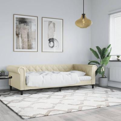 Slaapbank 90x200 cm kunstleer crèmekleurig