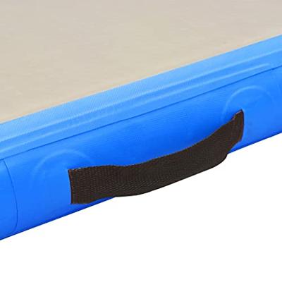 Gymnastiekmat met pomp opblaasbaar 600x100x10 cm PVC blauw - thumbnail