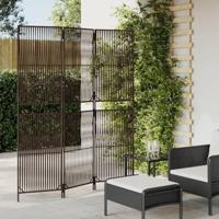 Kamerscherm 3 panelen poly rattan bruin - thumbnail