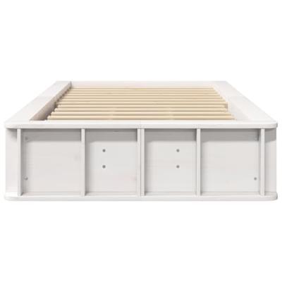 Bedframe met opslag Wit 210 x 118 x 30 cm Massief grenenhout