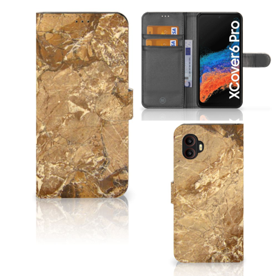 Samsung Galaxy Xcover 6 Pro | Bookcase | Marmer Creme | Portemonnee hoesje Samsung Galaxy Xcover 6 Pro | Bookcase | Marmer Creme | Portemonnee hoesje
