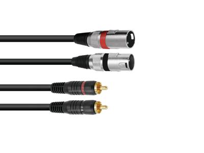 Omnitronic 3022522D XLR Adapterkabel [2x XLR-stekker 3-polig - 2x Cinch-stekker] 3.00 m Zwart