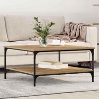 Salontafel artisanaal eikenkleurig 80 x 80 x 40 cm Bewerkt hout - thumbnail