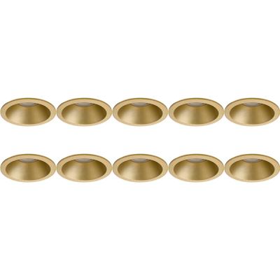 Spot Armatuur 10 Pack - Pragmi Pollon Pro - GU10 Inbouwspot - Rond - Goud - Aluminium - Verdiept - Ø82mm