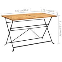 Tuintafel inklapbaar 120x70x74 cm massief acaciahout - thumbnail
