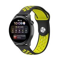 By Qubix - Compatible met Garmin Venu 2 / Garmin Venu 3 - Sport Edition - Zwart + geel - Compatible Garmin bandje - Bandbreedte: 22mm - thumbnail