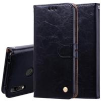 Business Style olie Wax textuur horizontale Flip lederen case voor Huawei Y7 (2019) met houder & card slots & portemonnee (zwart) - thumbnail