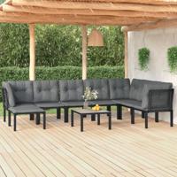 9-delige Loungeset poly rattan zwart en grijs - thumbnail
