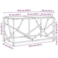 Salontafel met zwart glazen blad 98,5x50x41 cm staal - thumbnail
